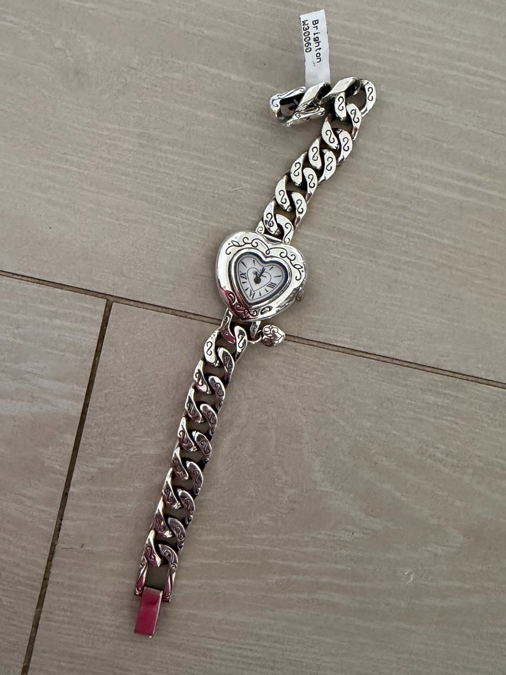 Brighton Silver Heart-Link Bracelet Watch